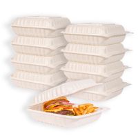 MULMEHË® MFPP Plastic Hinged Take Out Containers, 9x9x3", Vented 1-Compartment, White, 200/CS